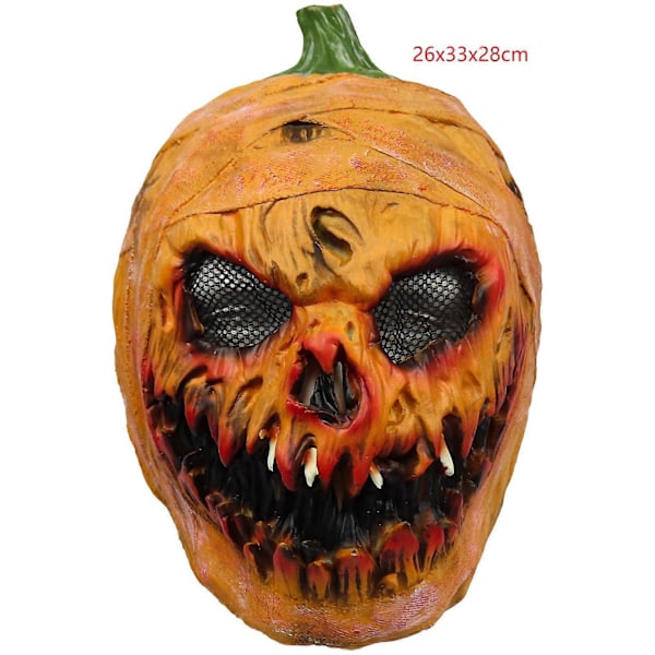 Halloween party horror headgear devil horn mask witch pumpkin skull clown latex head suit role-playing-YYDS