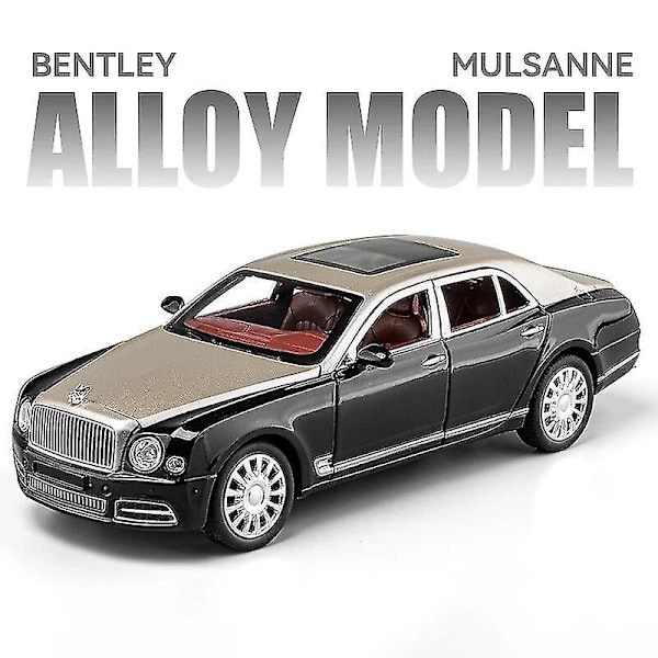 1:24 Bentley Mulsanne Legering Bil Diecasts & Lekebiler Bilmodell Lyd Og Lys Tilbake Trekk Bil Leker For Barn Gaver Gold Black