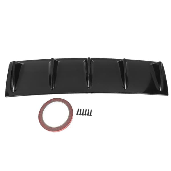 2x Varm 58,4x15,2cm Stil Universell Bakre Støtfanger Leppe Diffuser 5 Fin Glans Svart Abs Bil Diffuser Finne