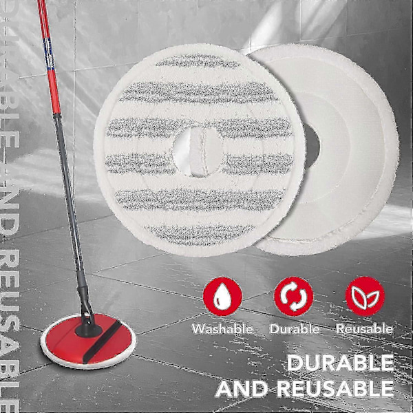 3 kpl Moppitäyttö Vileda Spin And Clean Moppiin - Pyörivän Mopin Pään Vaihto - Pestävä Uudelleenkäytettävä Mikrokuitumoppipään Vaihto Lattioiden Puhdistukseen Grey