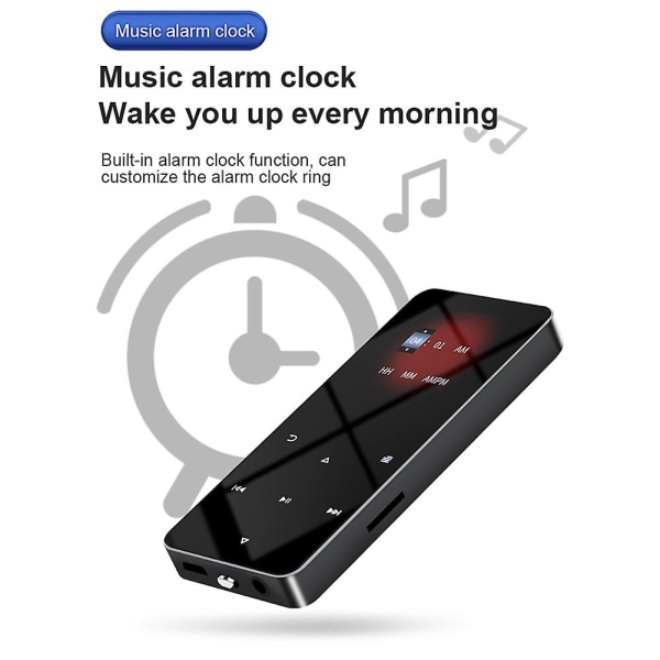Bluetooth Mp3 Mp4-spelare 8g Hifi-musikspelare stöder kort, med Fm-väckarklocka stegräknare E-bok Bu