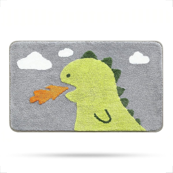 Badeværelseslameller Bademåtte 40x60cm Skridsikker Bademåtte Brusebadsmåtte Blød Plys Mikrofiber Vandabsorberende Tyk Shaggy Gulvmåtte, Maskinvaskbar, Dinos