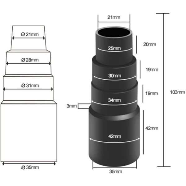 Universal støvsugeradaptersæt, slangeadapterreduktion til støvsugerslangeforbindelse, egnet til Kärcher, Metabo, Black & White Tools