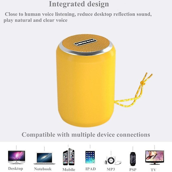 Mini kannettava Booms Bass Bluetooth-kaiutin ulkoilma langaton stereokaiutin Mp3-soitin Yellow