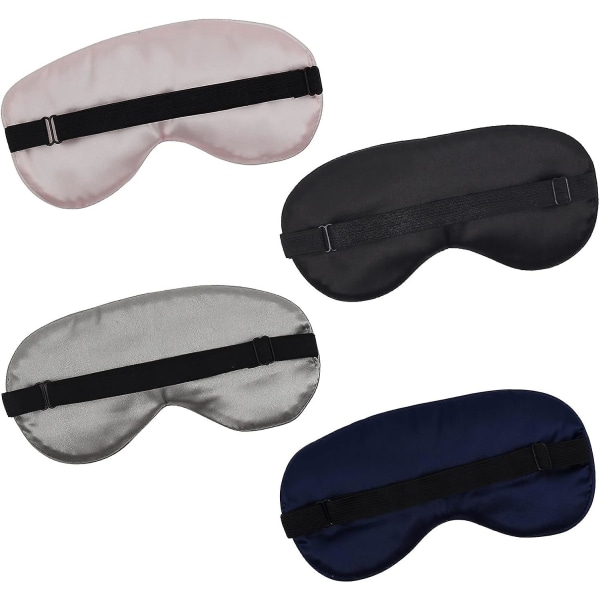 4-pack ögonmask för att sova silkesmjuk satin ögonbindel Justerbar rem cover för kvinnor
