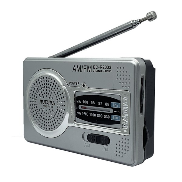 AM FM -radio, paristokäyttöinen, vedenpitävä, muovinen, kannettava radiovastaanotin ulkoilmaharrastuksiin (BC-R2033)