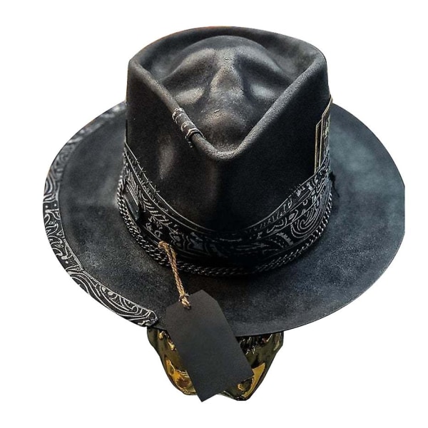 Cowboyhat til mænd i punk-stil - Western cowboyhat med dødningehoved