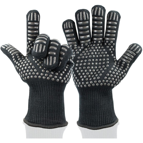 Bbq - Premium Bbq Grill And Oven Gloves (1 Pair) Up To 500c According To En407 Black