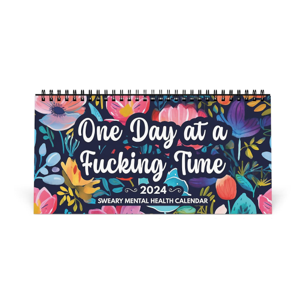 2024 Funny Mental Health Kalender, Månedskalender, Hængende Kalender, Månedsplanlægning, Årlig kalenderplanlægning med svære bekræftelser B