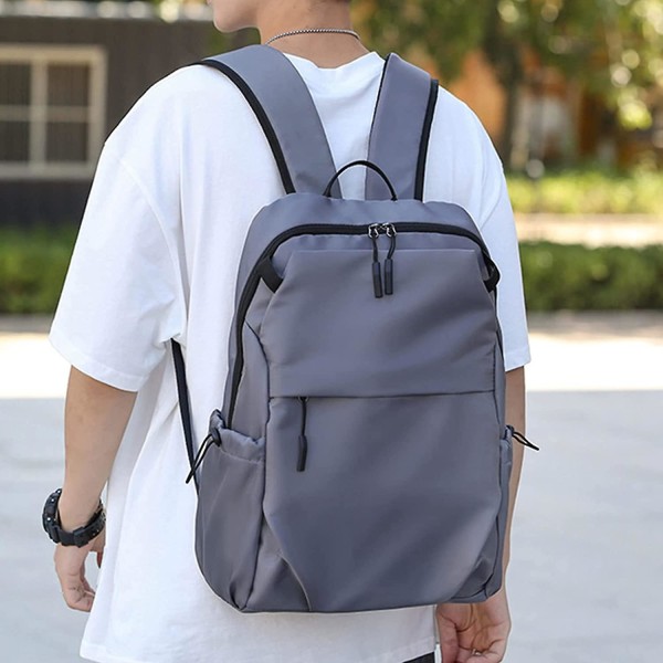 Laptop-rygsæk, let arbejdstaske med opladningsport, grå