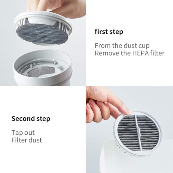 4 stk. HEPA-filter til Mijia håndholdt støvsuger, hvid, til model Mjxcq01dy