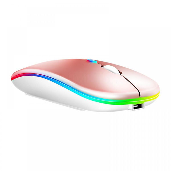 Trådløs mus med 2,4 GHz, lydløs, Overwatch, gamermus, RGB-mus, bærbar trådløs mus til bærbar computer, gamermus white