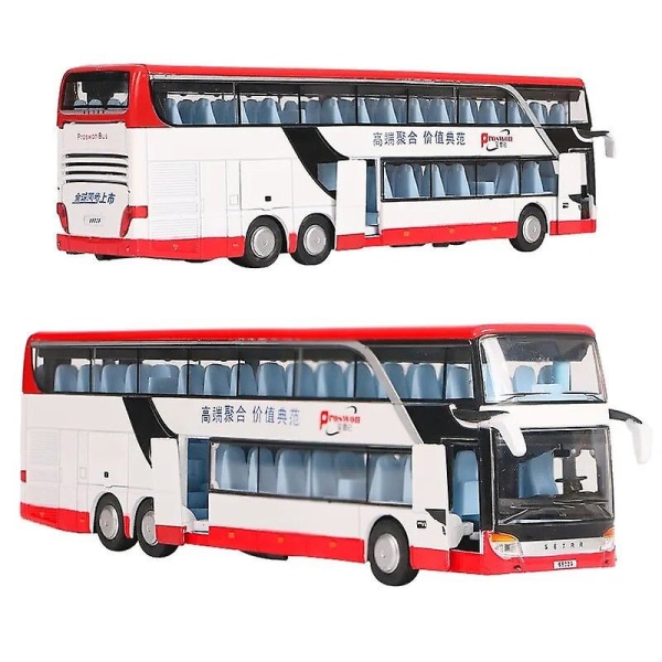 1:50 Setra Bus Legetøjsbil Til Dreng Støbt Metal Model Til Børn Træk Tilbage Miniature Lyd Lys Læringsmæssig Samling Gave Barn Big Nose School Bus