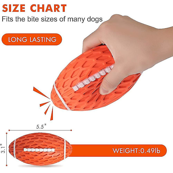 Squeaky Dog Chew Toy Ball, Interaktiv hund leksak för aggressivt tuggande, Hållbar present