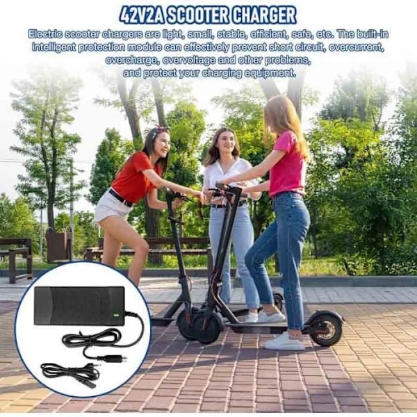 Oplader - M365 - 42V 2A - Kompatibel med Ninebot - Hurtig og sikker opladning