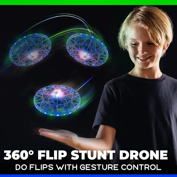 Scoot handstyrd drone för barn eller vuxna - handsfree-sensor mini drone, inomhus liten Ufo-leksak flygande drone (blå)