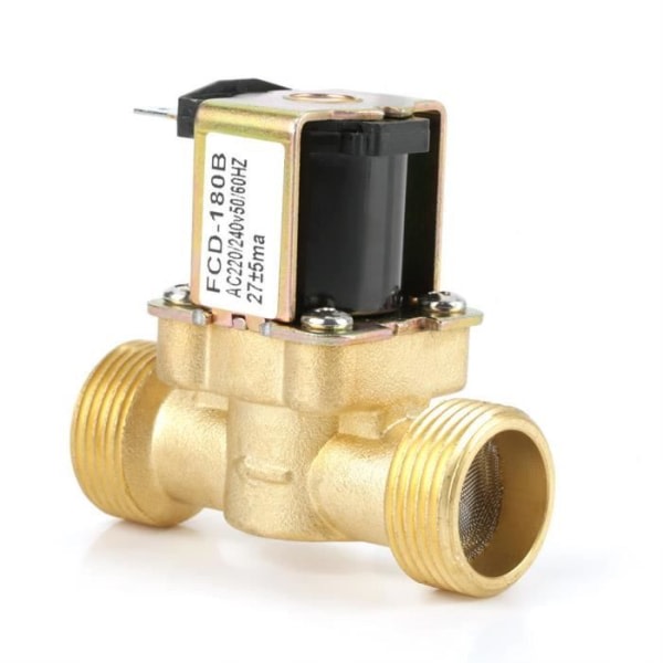 AC 220V G3/4 gjenget magnetventil, messing normalt lukket trykk elektrisk ventil for vannkontroll,