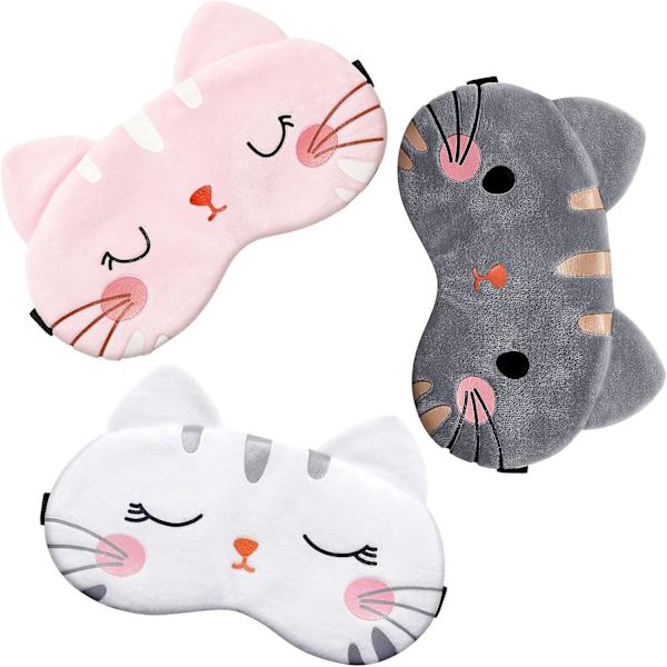 Ögonmask för Sömn 3 Stycken Tecknad Hund Ansikte Ögonskydd Rolig Djur Katt Sovmask Mjuk Lätt Natt Sömn Ögonmasker Kitty Ögonmask Blindf