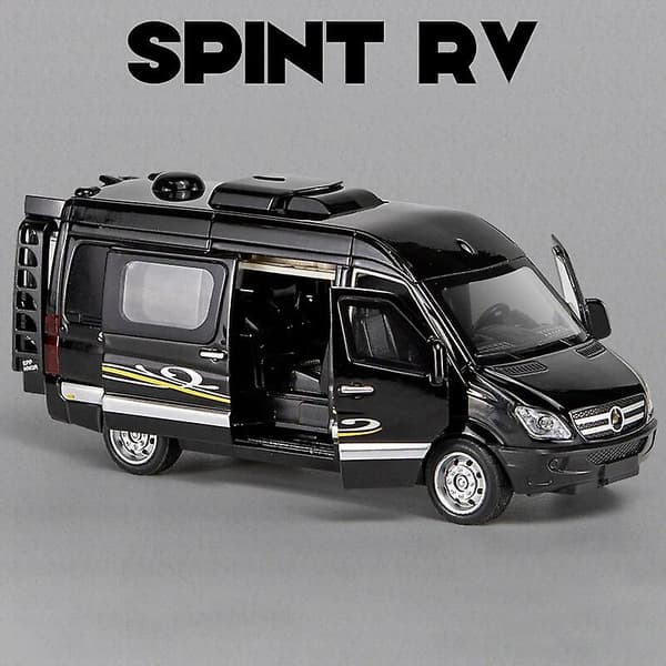 1:32 Zink Legering Bus Transit Van Legetøjsbil Diecast Mpv Model Lyd Lys Træk Tilbage Børnegave Drenge Til Legetøj Spint Rv Black