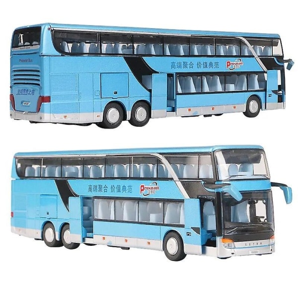 1:50 Setra-linja-autolelu pojalle, painevalettu metallimalli lapsille, vetämällä taaksepäin pienoismalli, ääni ja valo, opetuskeräilylahja lapselle Deep Blue