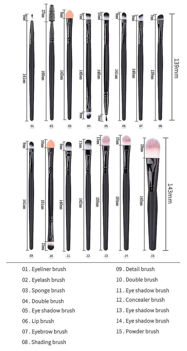 15-delt makeupbørste sæt makeup makeup ansigt makeup værktøjer