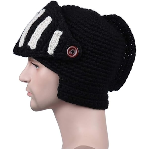 Hatt Visor Virkad Stickad Mössa Hatt Mask Set Handgjord Vinter Stickad Mössa Hatt Vinter Romersk Riddare Stickad Hatt Öronlapp Skidmössa Vinter Stickad Hatt Gladiator