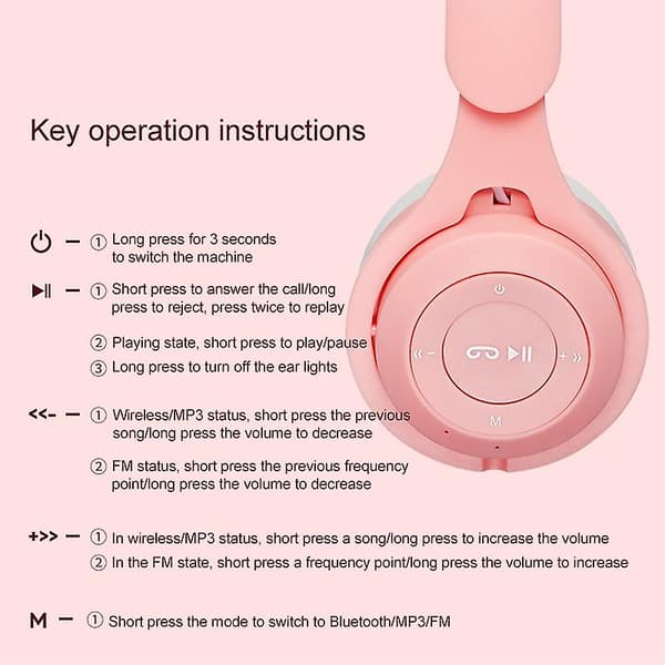 M6 Kattöron Färgglada Tvåfärgade Bluetooth-headset Purple