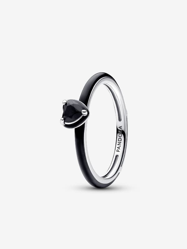 Pandora - P ME Sort Chakra Hjerte Ring - Sterlingsølv Circumference: 56mm