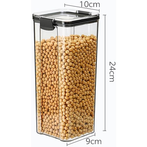 1 stk lufttett matbeholder i plast, gjennomsiktig kjøkkenbeholder, pantryarrangører, beholdere med lokk for frokostblandinger, mel, sukker, nøtter, pasta, ris 1800ml