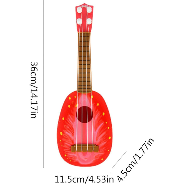 Ukelele lapsille aloittelijoille, hedelmäukulele minikitara, soitinlelukitara lapselle taaperolle pojille tytöille, mansikka, vesimeloni, appelsiini, kiw
