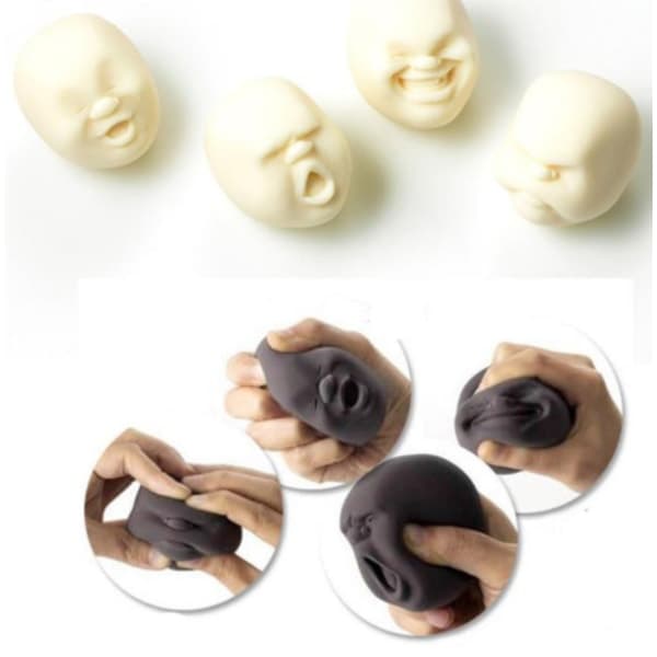 Stressbold ansigt grimassebold stressgave sjov, sort sort black
