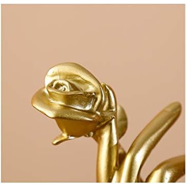 Hemdekor Resin Skulptur Hem Figur Hållande Händer Prydnader Par Bröllop Present Prydnader Gold