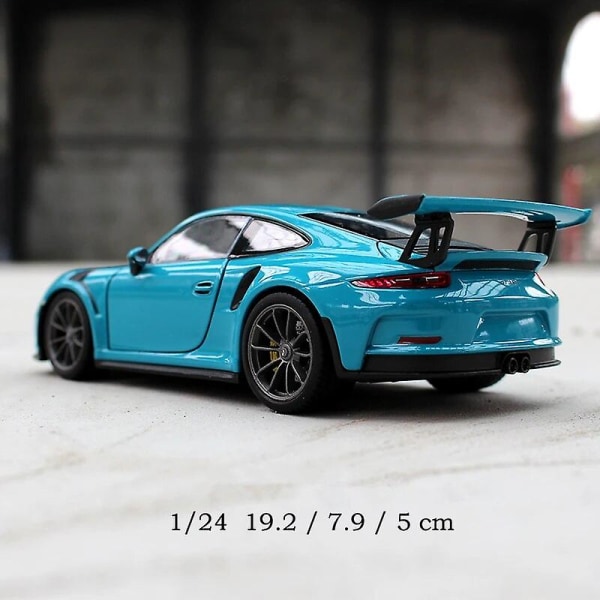 Welly 1:24 Porsche 911 Gt3 Rs Blå billegering Bilmodell Simulering Bildekorasjonssamling Gaveleketøy Støpestøping Modell Gutteleke 911 Turbo 3.011