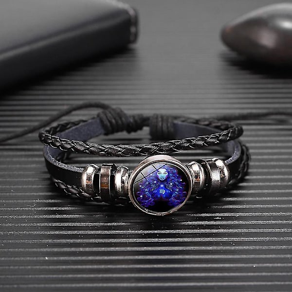 12 stjärntecken konstellation charm lysande armband män kvinnor mode flerskikts väv läder armband armband födelsedagspresent virgo