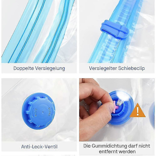 Vakuumförvaringspåsar för kläder och täcken, 6 vakuumförvaringspåsar