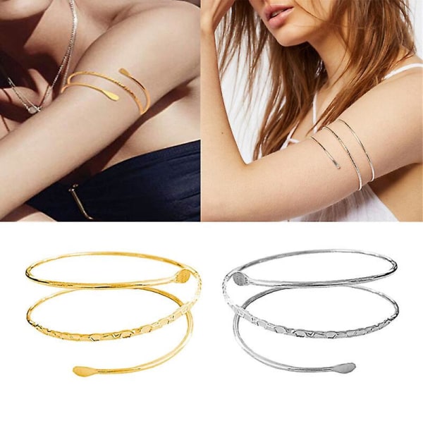 Fashion Swirl Overarm Armbånd Armlet Manchet Bangle Wrap Armbånd Justerbar Gold