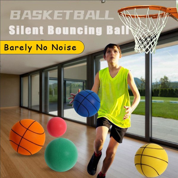 Hiljainen koripallo, lasten sisäharjoituspallo, päällystämätön korkeatiheyksinen vaahtomuovipallo 24cm Green