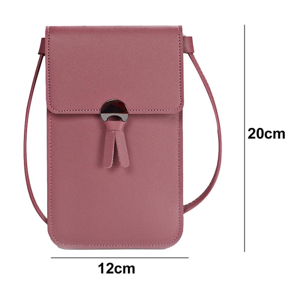 Rørbar enkelt skulder crossbody telefon taske dark pink