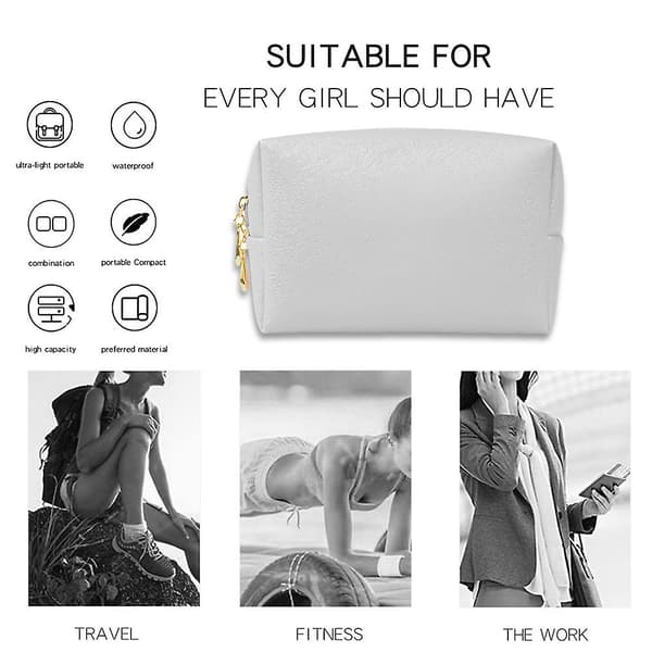 Makeup Bag Pouch Purse Organizer Vattentät Resväska Kosmetisk Vit White