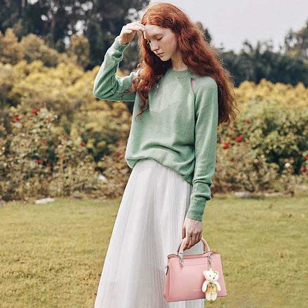Kvinders Crossbody Mode Top Håndtaske Damer Skuldertasker PU Læder Satchel Taske Piger Messenger Tasker Punge Håndtaske med Bjørn Vedhæng Pink