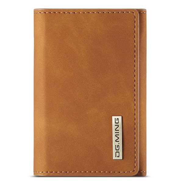 Dg.ming M1-serien PU-läder magnetisk absorption stängning Tri-fold ficka plånbok kontantkort hållare myntväska Brown