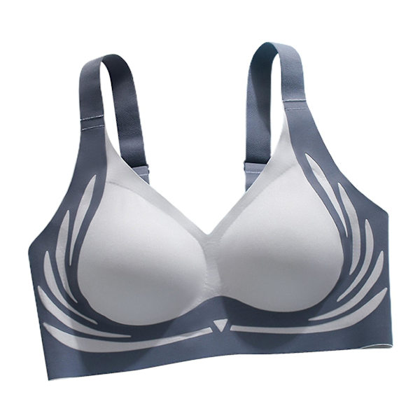 Lyftande Anti-Sagging Trådlös Push-Up BH Maskintvättbar Komfortunderkläder för Matchande Kläder Ligh Blue 2XL