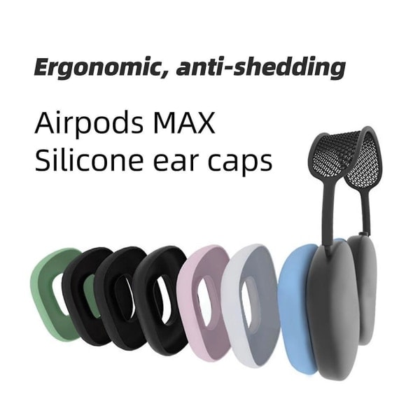 Fonken ersättningssilikonöronskydd för AirPods Max, öronskyddsfodral, hörselskyddsfodral, headsettillbehör, svart