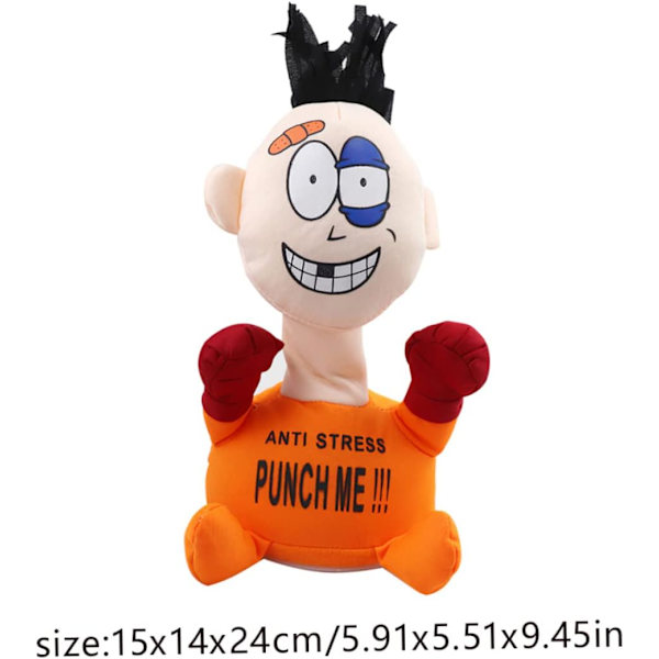 Työpöydän stressinlievitys aikuisille Interaktiivinen lelu, Sähköinen Anti Stress Punch Me Pehmolelu, Punch Me Nukke stressinlievitykseen Ei paristoa Oranssi