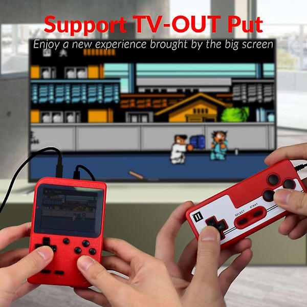 8-bitars retro videospelskonsol med 400 inbyggda klassiska spel 3,0 tum Dual Player Mini Handheld Videospelskonsol Av Out China yellow