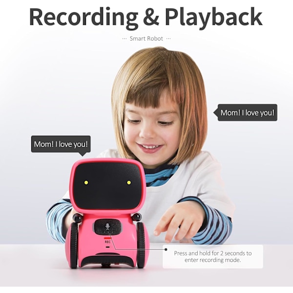 Interaktiva Smarta Robotleksaker, Robotleksaker på Engelska, Röststyrning & Beröringssensor, Dansa & Sjung & Gå, Inspelare & Prata Som Du Pink