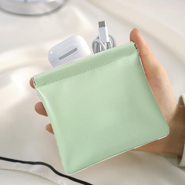 1 stk Stor Mini Oppbevaringspose Multifunksjonell Sminkepung Zero Lommebok: 11.5 * 12 * 1cm Mint green