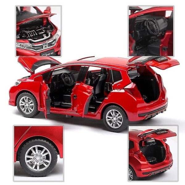 1/32 Honda Fit Jazz Sport leluauto Diecast pienoismalli Maasturi Vedä taakse Ovet avattavat Ääni ja valo Kokoelma Lahja pojalle Lapselle HONDA JAZZ Green