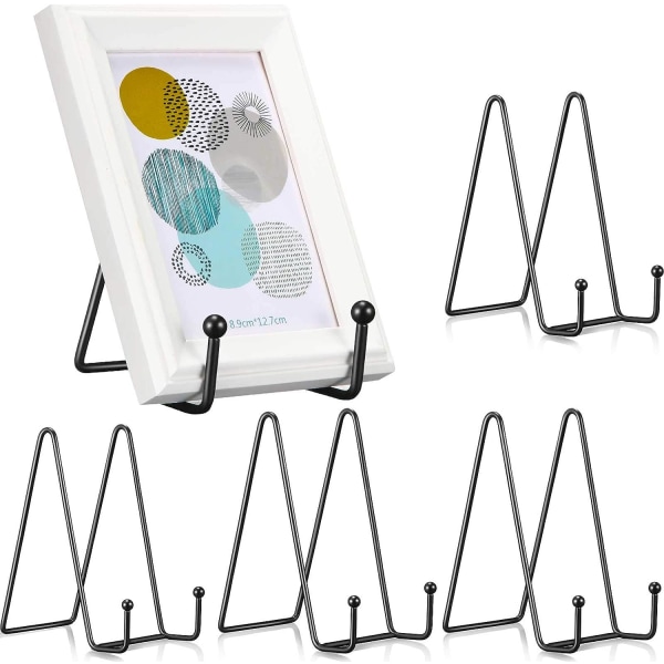 Displaystativ med 5 delar Plåt Metallhållare Displaystativ för dekorativ tallrik och bordskonst, målade kakelplattor, minnesplatta (6 tum)