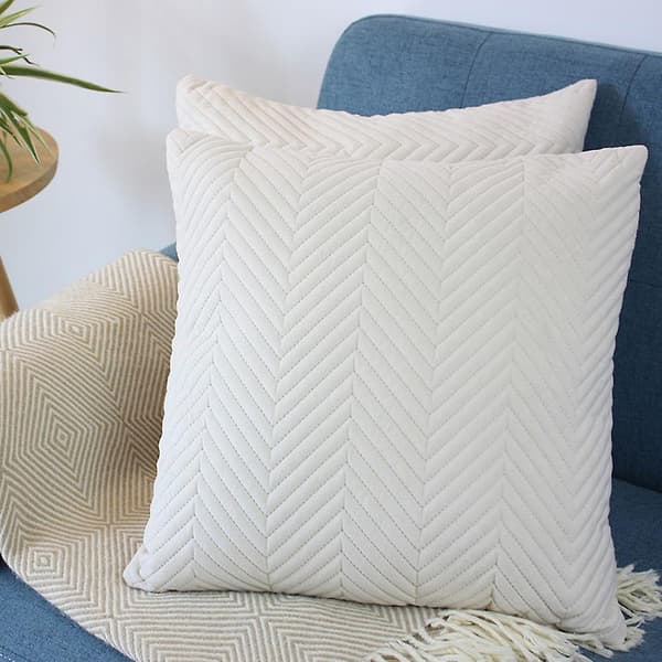 2-pack dekorativa kuddfodral kuddfodral kuddfodral för soffa säng bil blå Off white